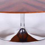 Restored oval table, functionalism, kovona, chrome, walnut, czechia, 1960s