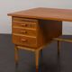 Teak and oak double-sided desk with X-shaped legs