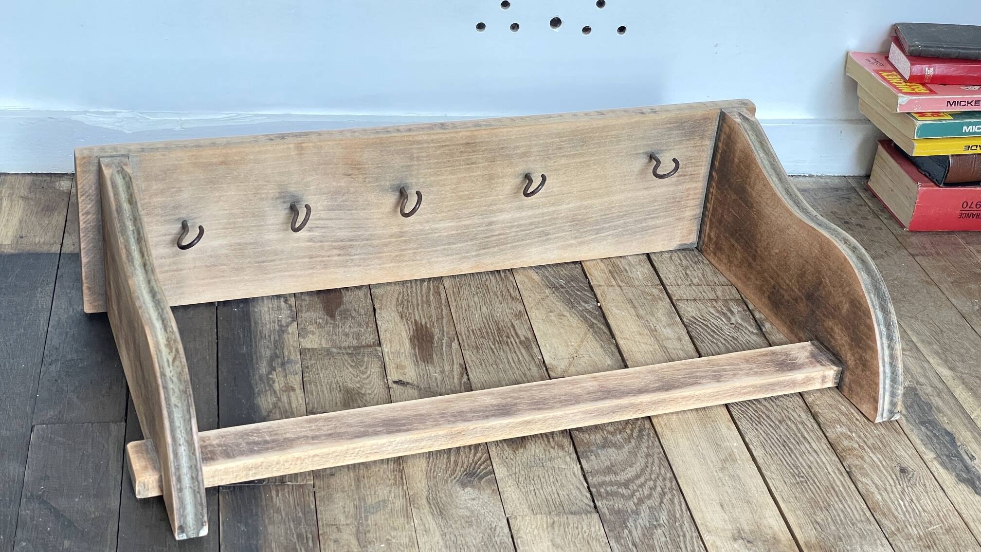 ETAGERE Vintage 5 Crochets BOIS Brut