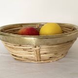 Rattan and gilded brass basket