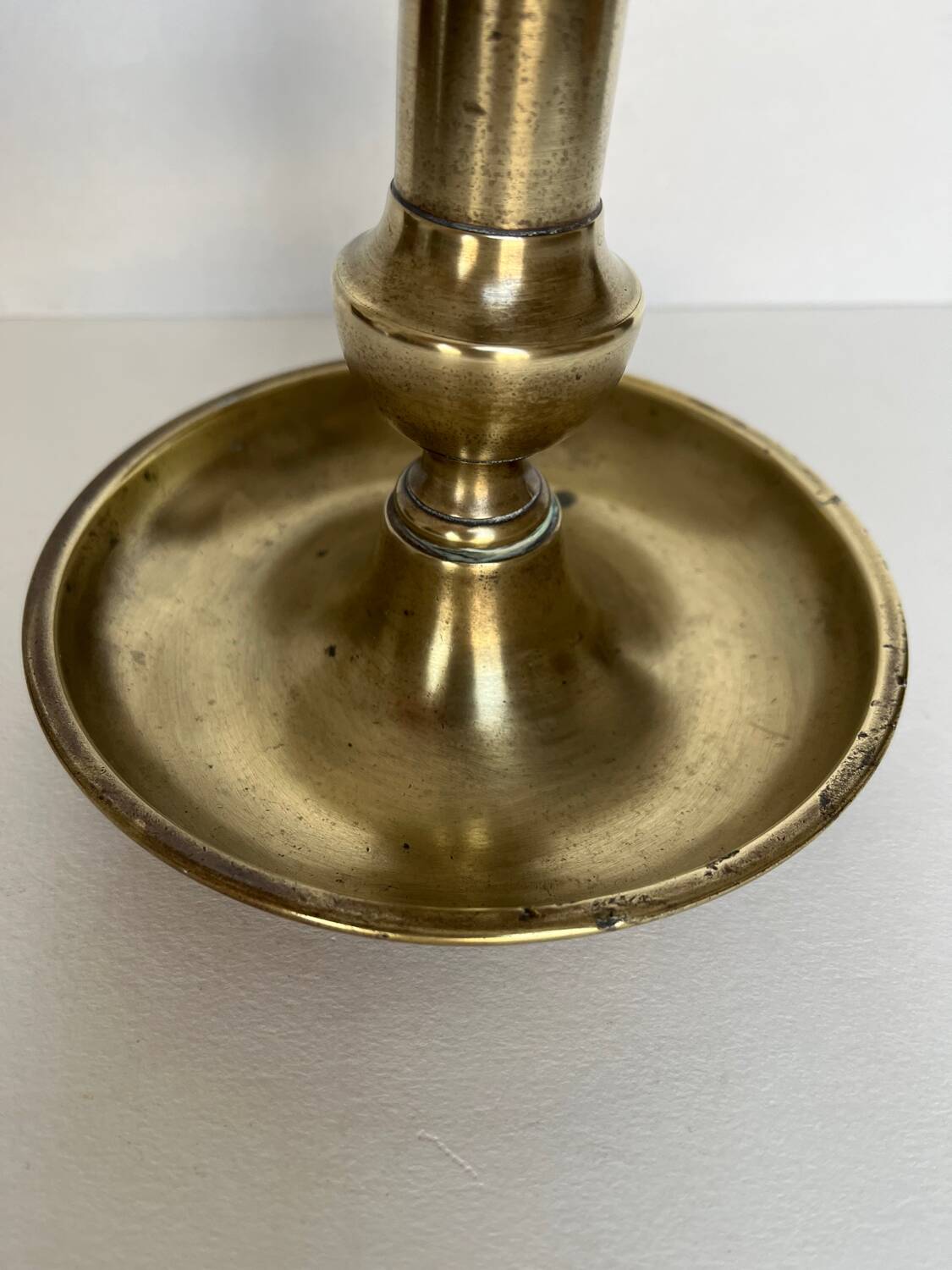 Large old brass candle holder