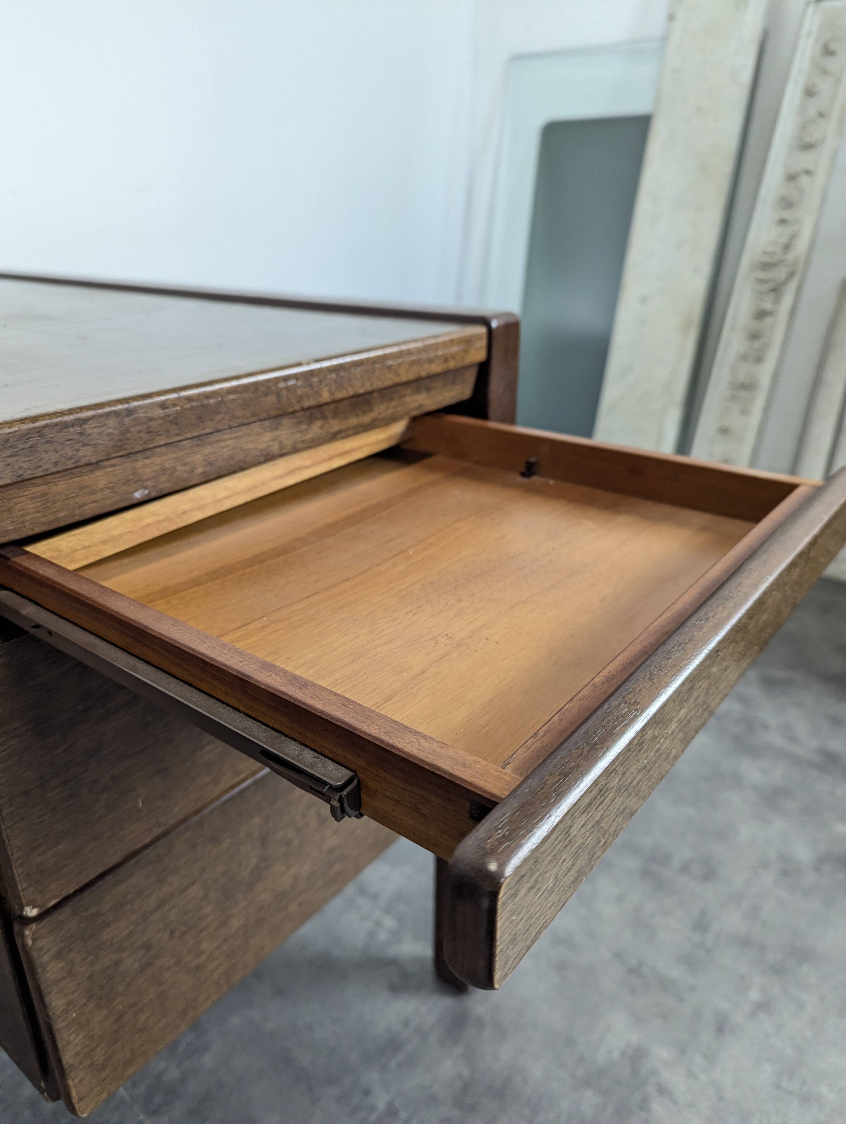 Large Scandinavian executive desk in solid walnut.