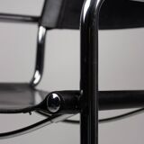Pair of Matteo Grassi MG5 chairs in black leather and chrome
