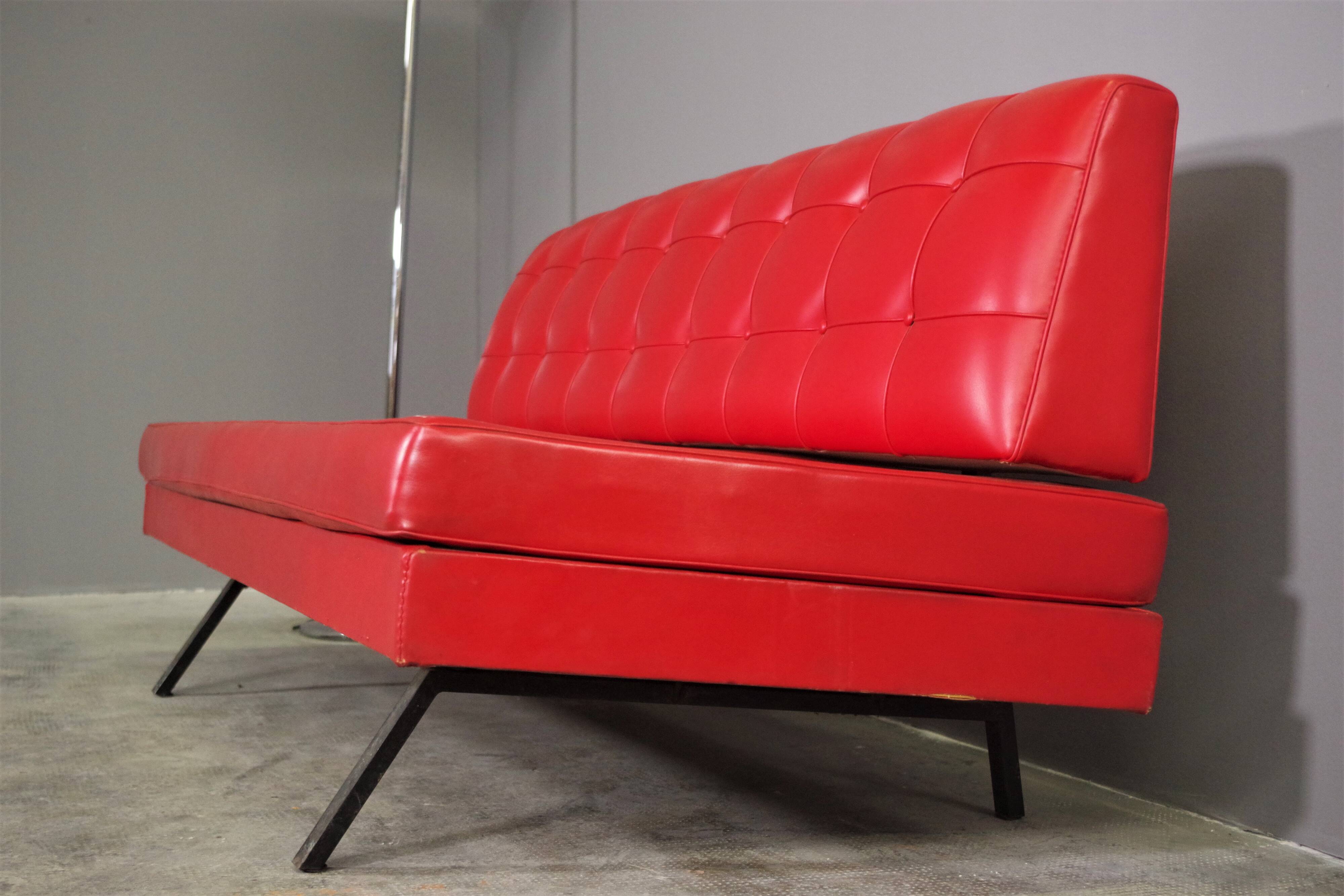 Red leatherette sofa, 1970s