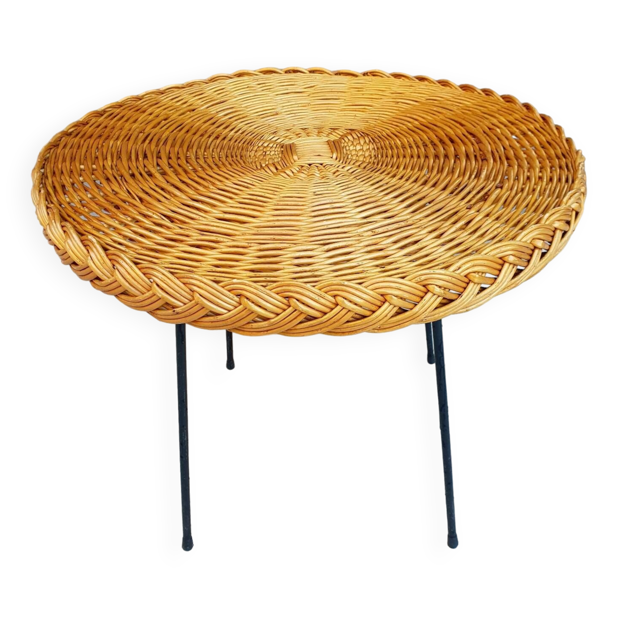 Metal and rattan coffee table