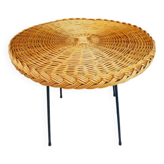 Metal and rattan coffee table