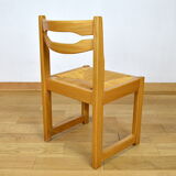 6 vintage chairs in elm - set assisi straw 1970 / 1980