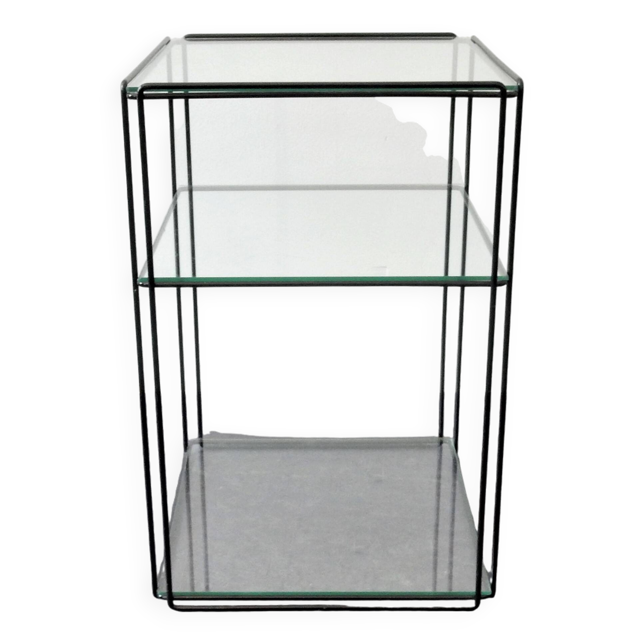 Isocele metal and glass side table by Max Sauze, France 1970's