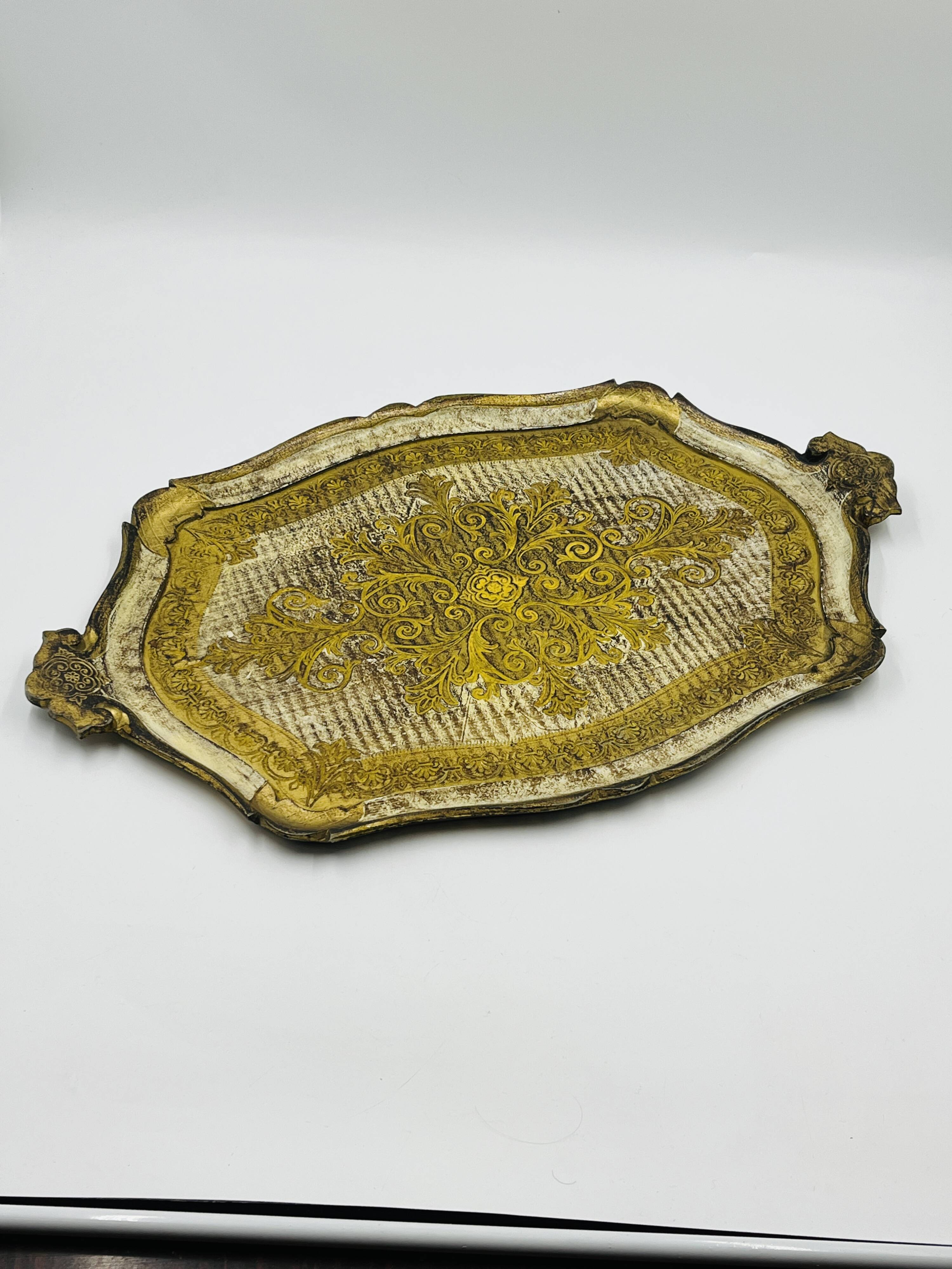 Decorative vintage baroque gold plateau