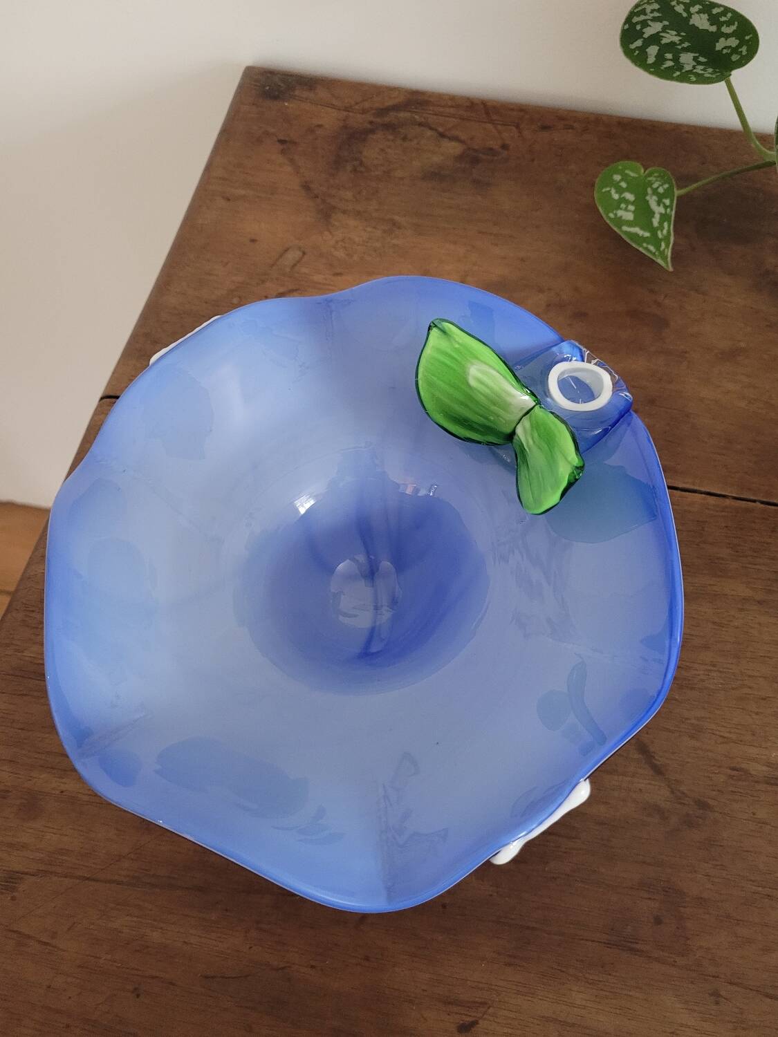 Handcrafted opal glass bowl