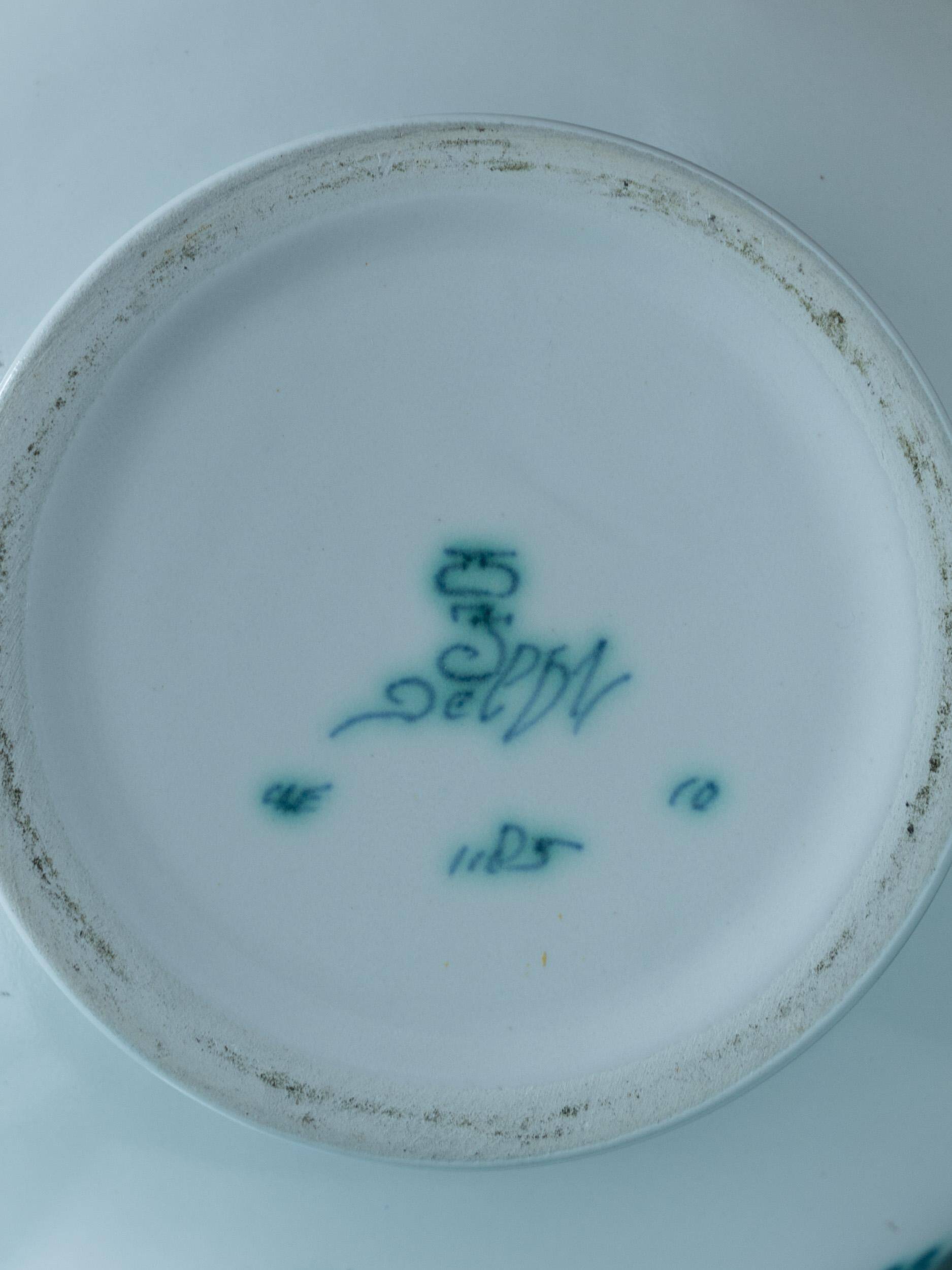 Hand-painted ceramic table lamp Royal Delft Delvert blue-green, 1970.