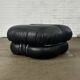 Okay armchair by Adriano Piazzesi in black leather with ottoman