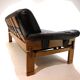 Brutalist 3 seater sofa leather and oak, 1960