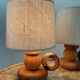 Pair of Scandinavian wooden lamps 60s-70s