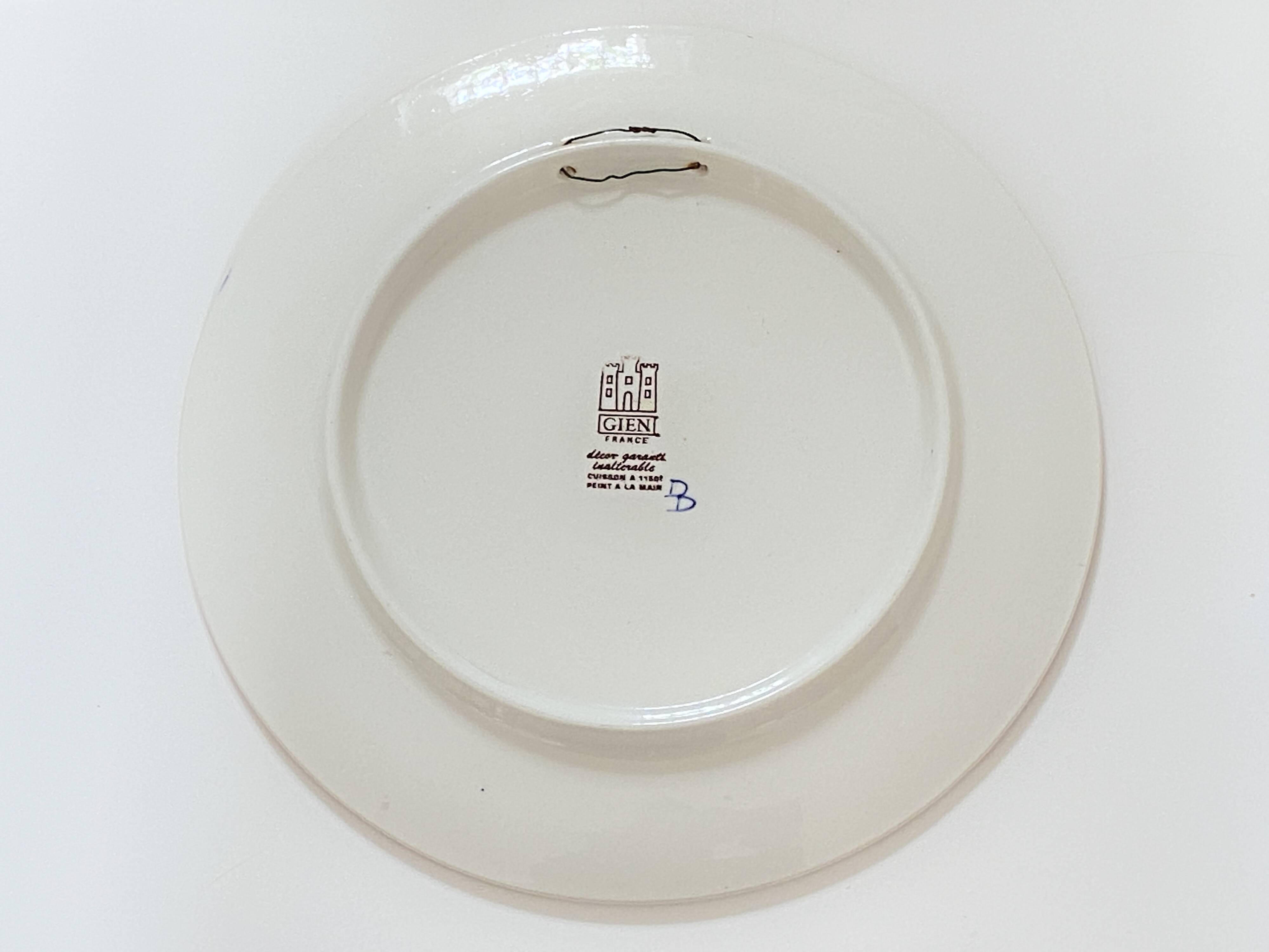 Round plate in Gien earthenware model Peonies