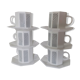 Set de 6 tasses et sous-tasses octogonales Arcopal blanche et noire modèle octime
