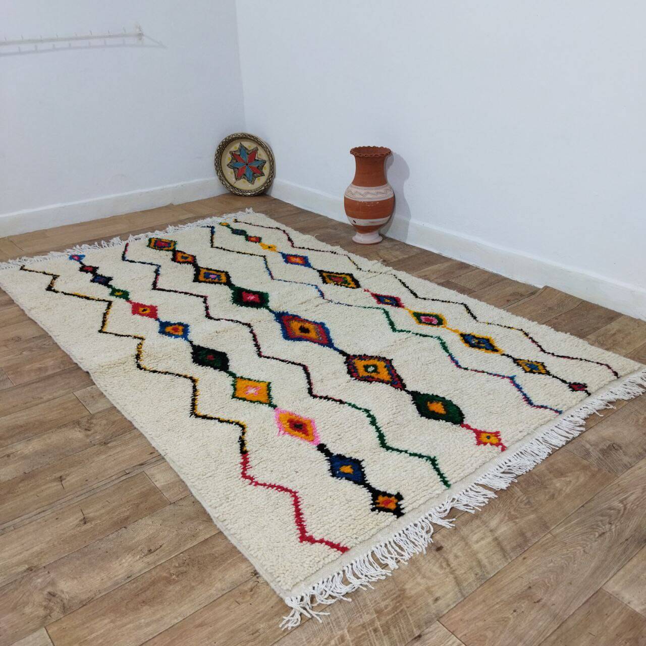Handmade wool Berber rug 240 x 150 cm