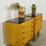 Set of vintage wooden design bedside tables