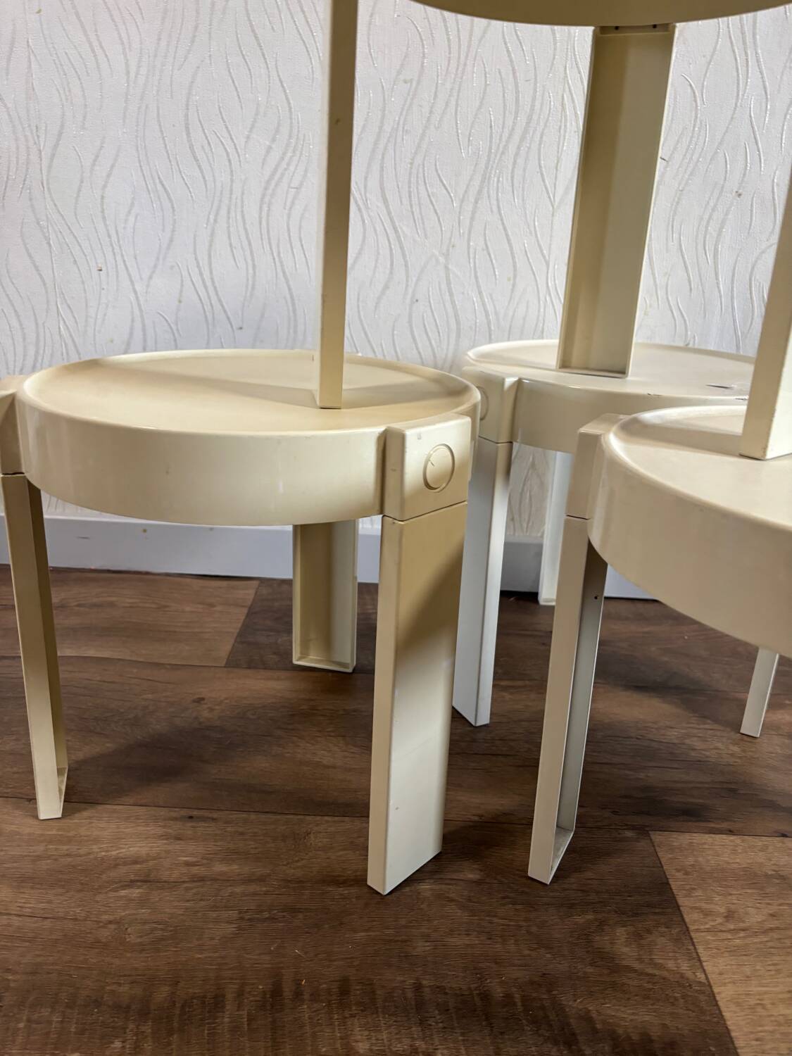 4 flair nesting tables for prisunic space age 70s white plastic