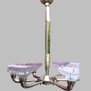 Important Art Deco chandelier in gilded bronze