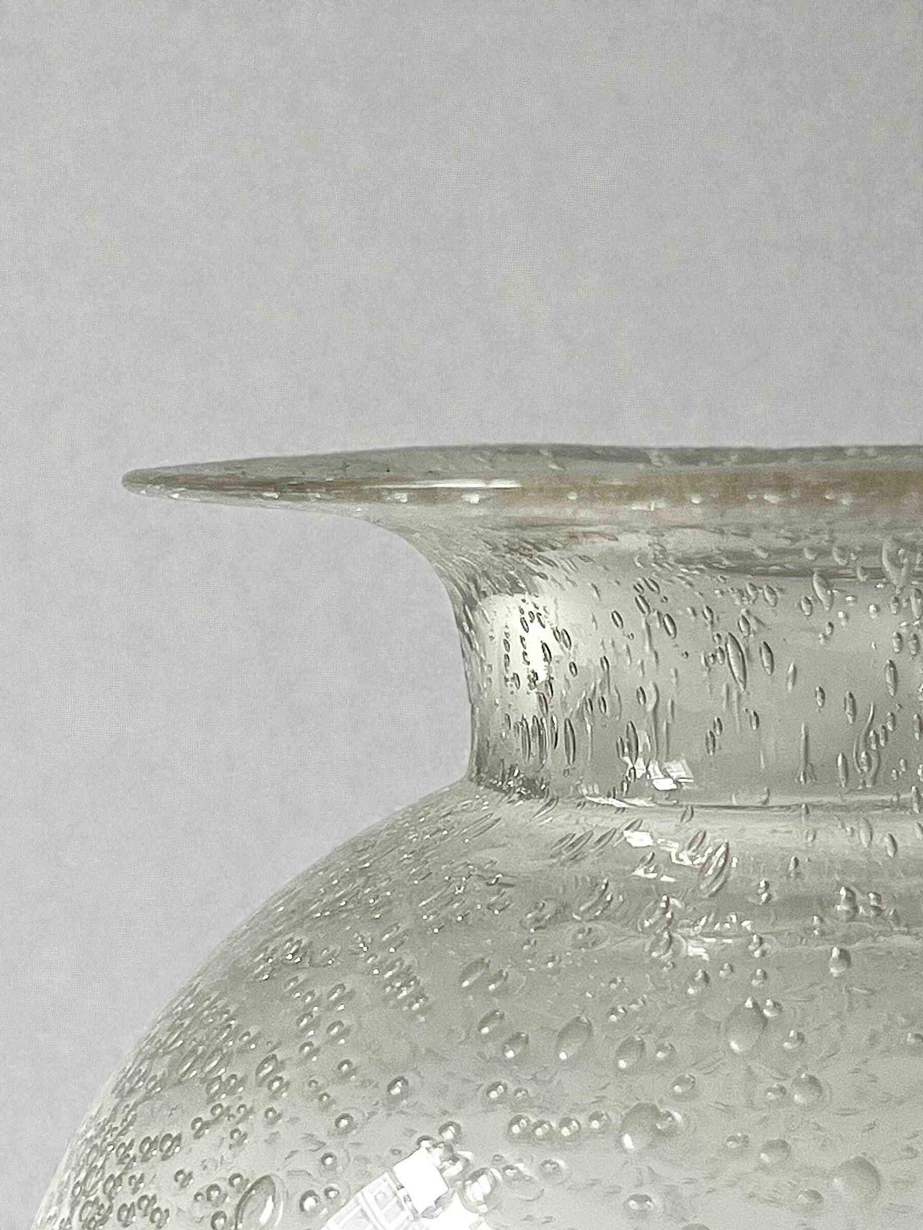 Blown glass vase with bubbles from Biot, France 1970