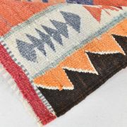 3x10 Turkish Orange & Burgundy Kilim Runner Rug, 92x302Cm