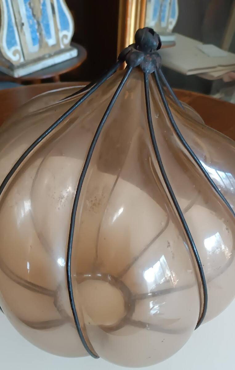 Lampe en verre soufflé de Murano du début des années 1900