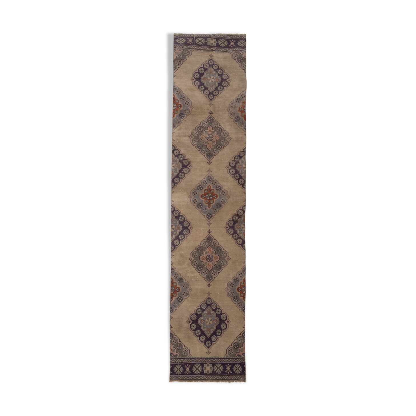 Oushak runner turkish hand knotted distressed rug 2'6" x 11'5"