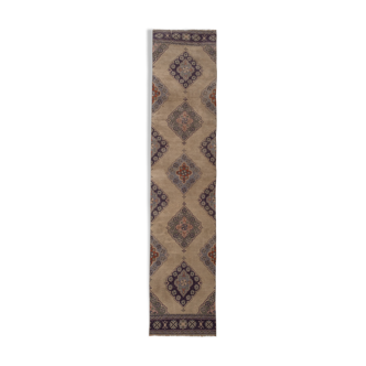 Oushak runner turkish hand knotted distressed rug 2'6" x 11'5"