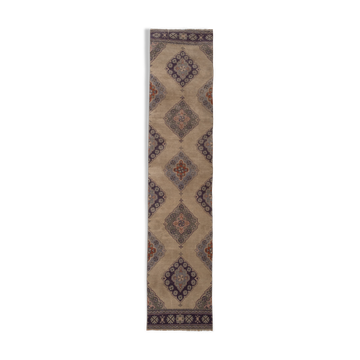 Oushak runner turkish hand knotted distressed rug 2'6" x 11'5"