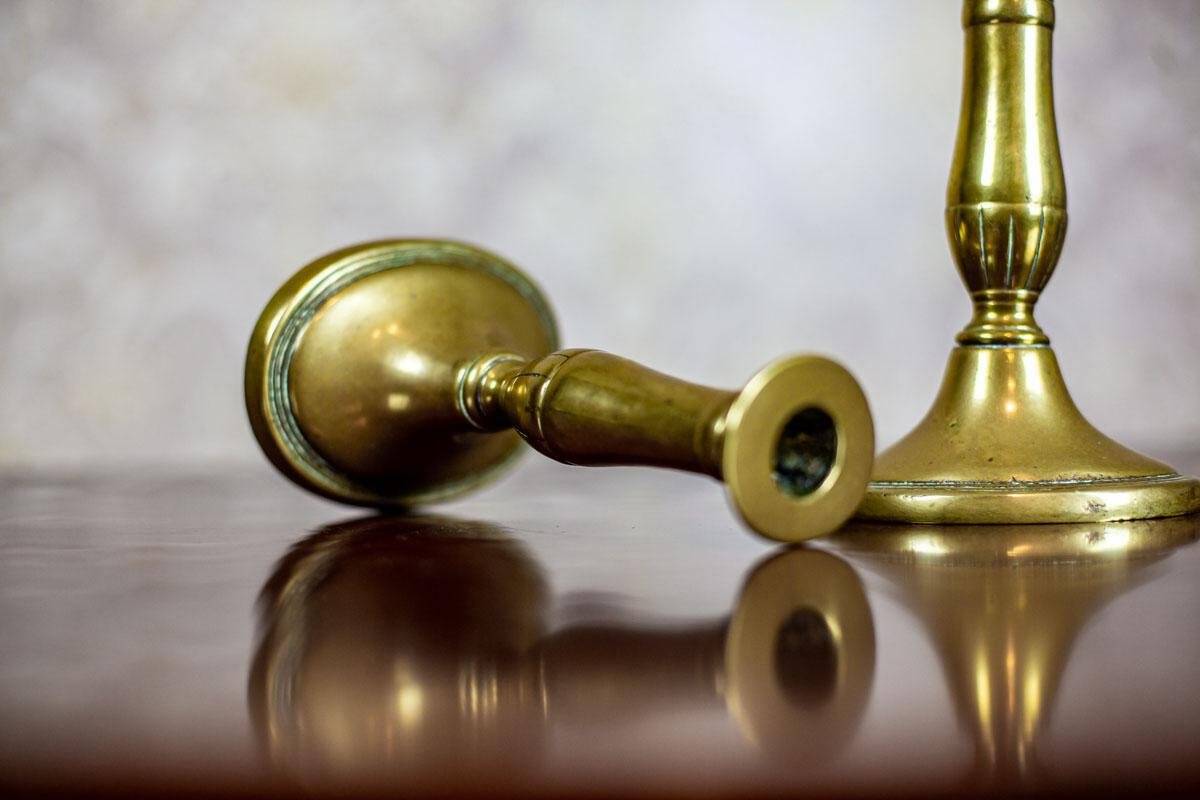 Brass Candleholders, 1939, Set of 2