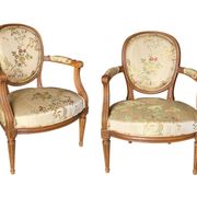 Pair of Louis XVI style armchairs in silk