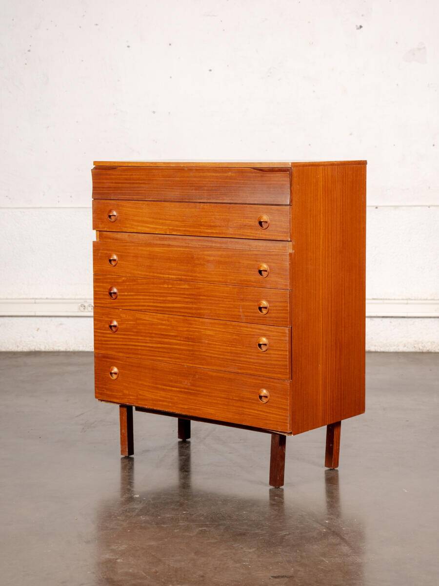 Large English teak chest of drawers