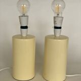 Paire de lampes anglaises céramique jaune