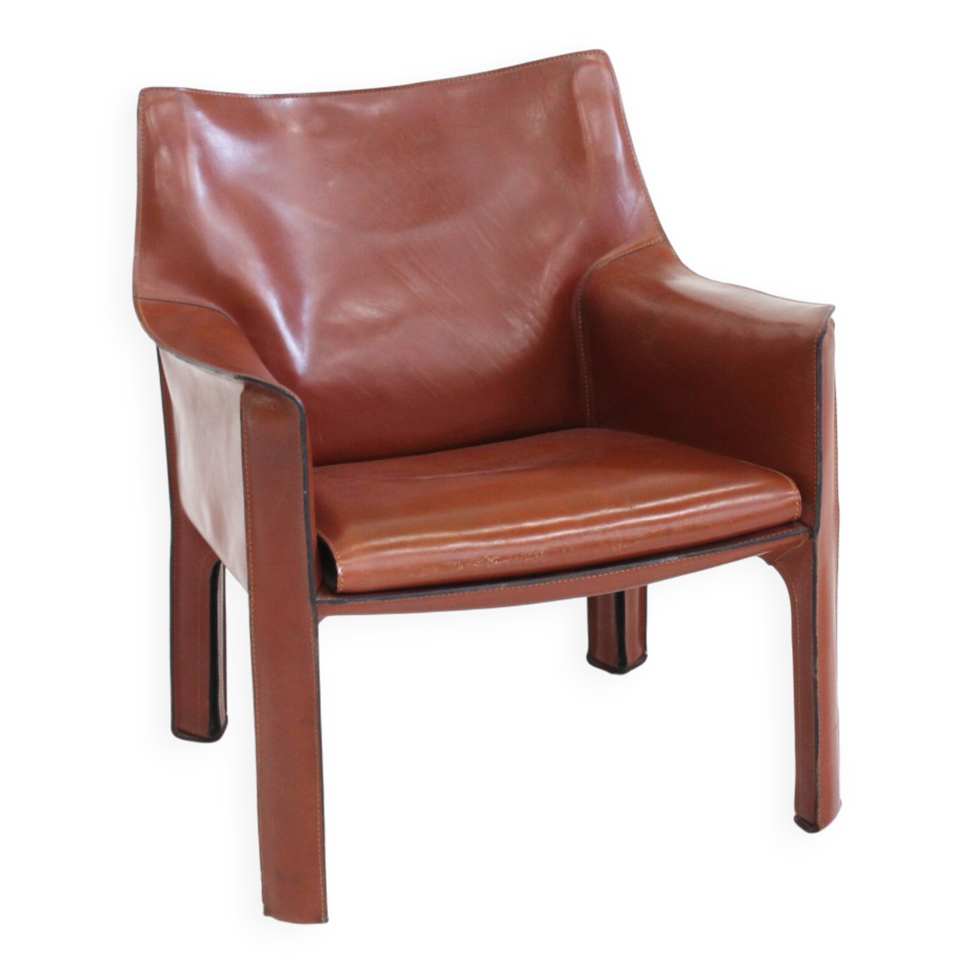 Fauteuil Cassina Cab 414 de Mario Bellini en cuir bordeaux Ital