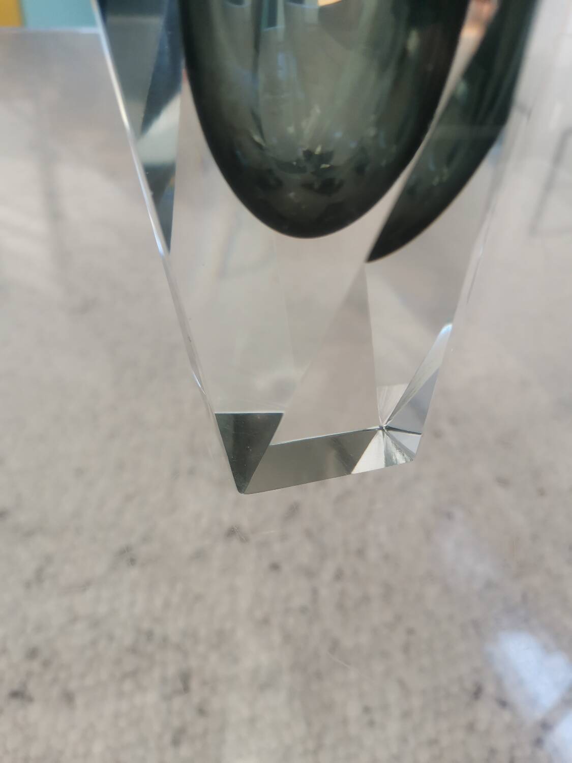 Murano Faceted Glass Vase with Grey Inner Core – Italy, 20 cm