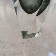 Murano Faceted Glass Vase with Grey Inner Core – Italy, 20 cm