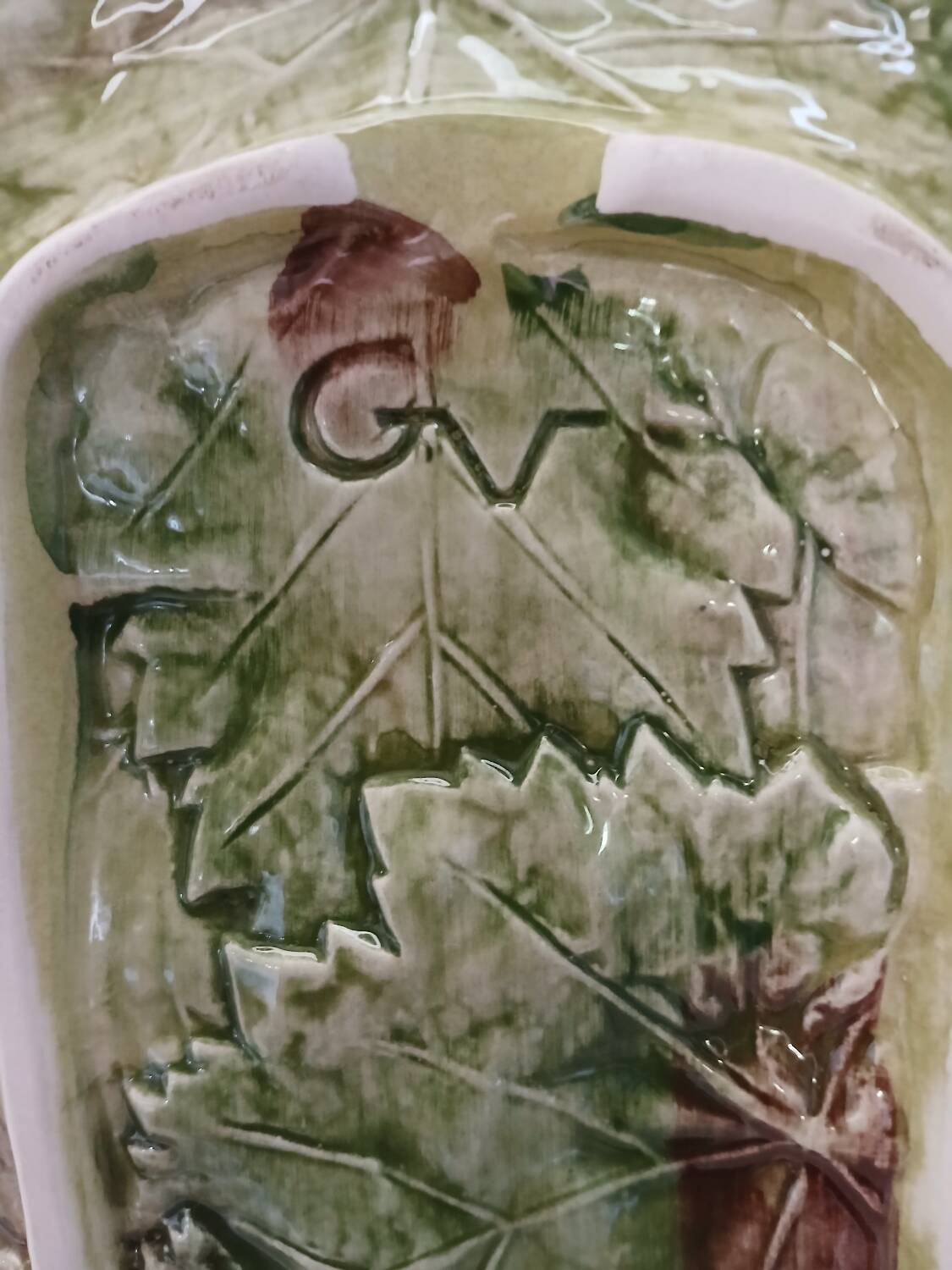 Antique oval slip dish