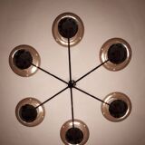 6-light chandelier  Sciolari, chrome and smoked glass