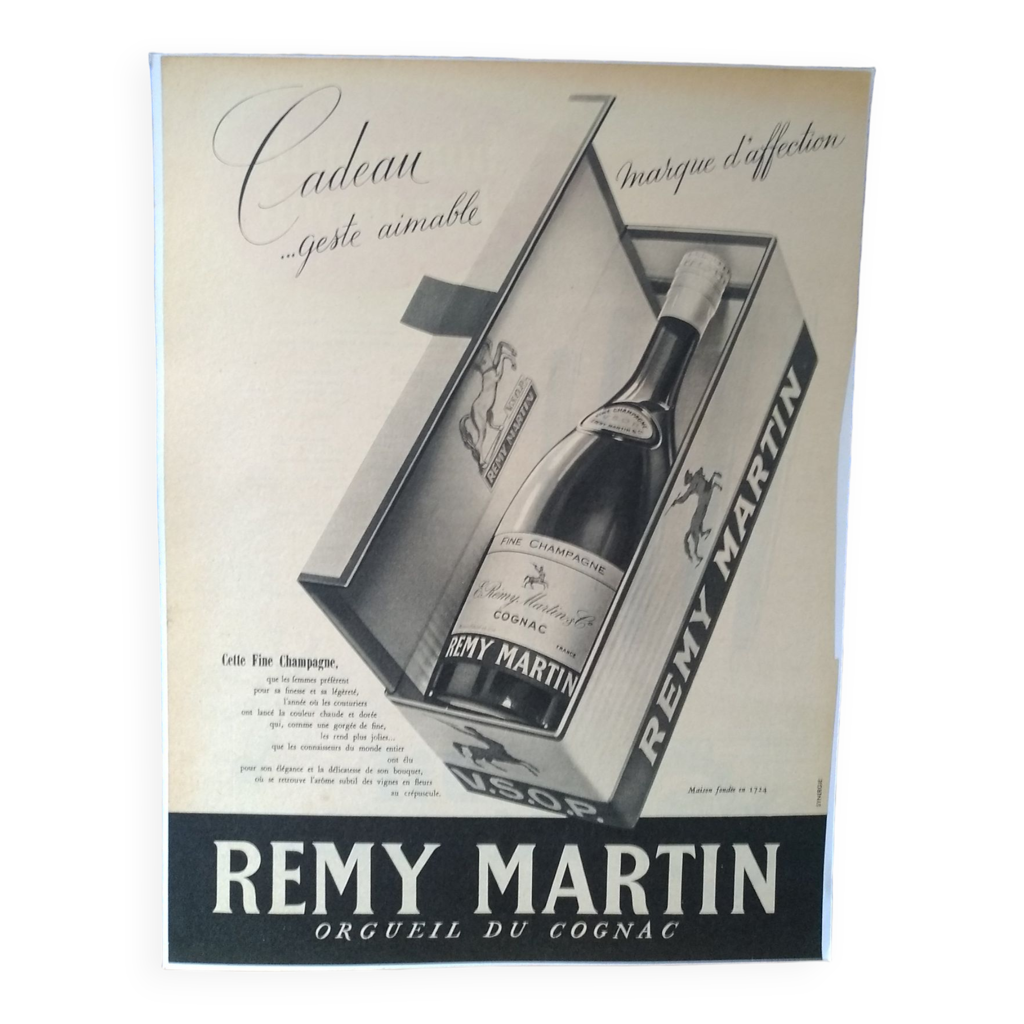 Advertisement paper Remy Martin cognac
