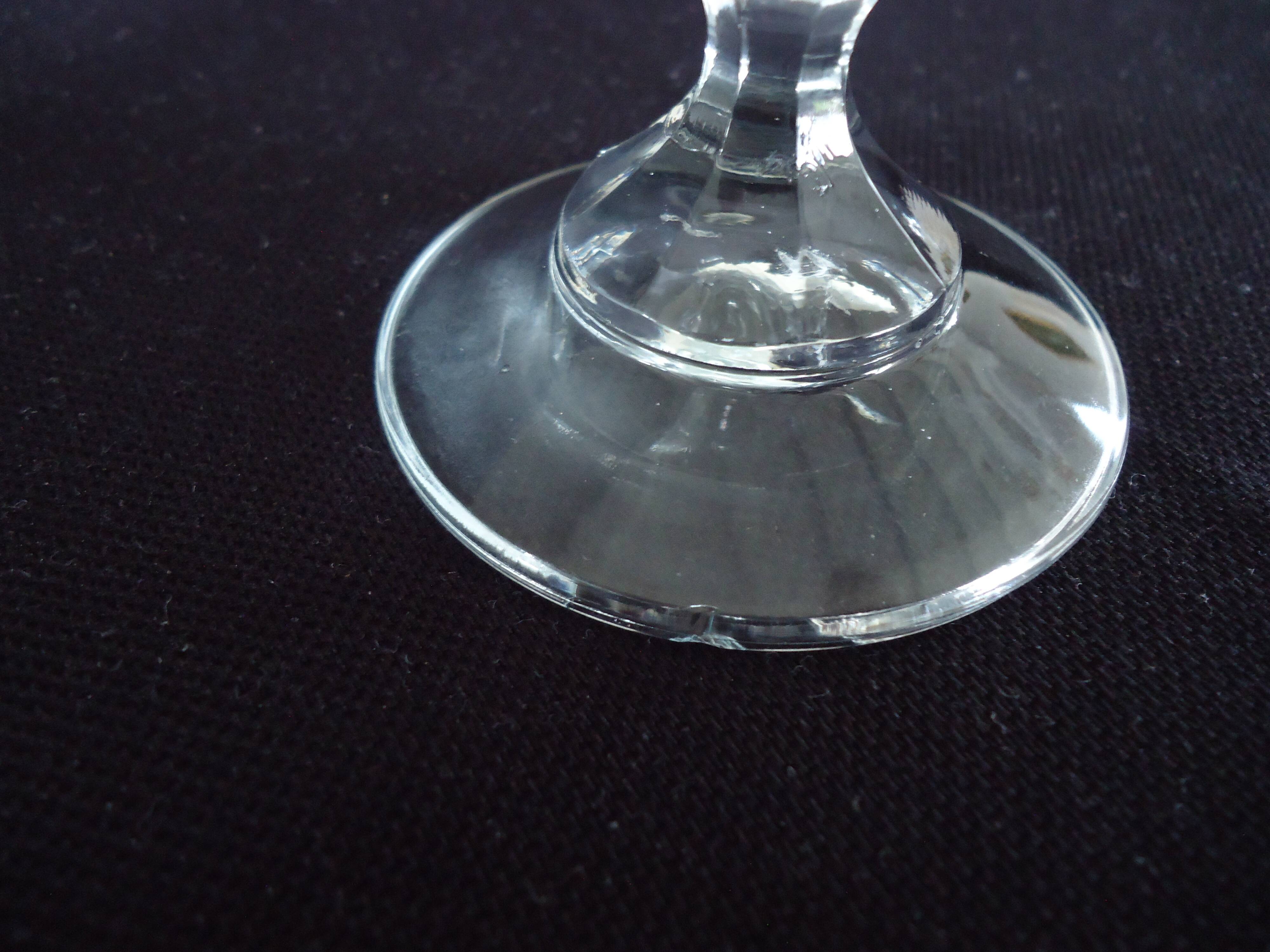 Bohemian crystal champagne flutes, foot with faceted ball