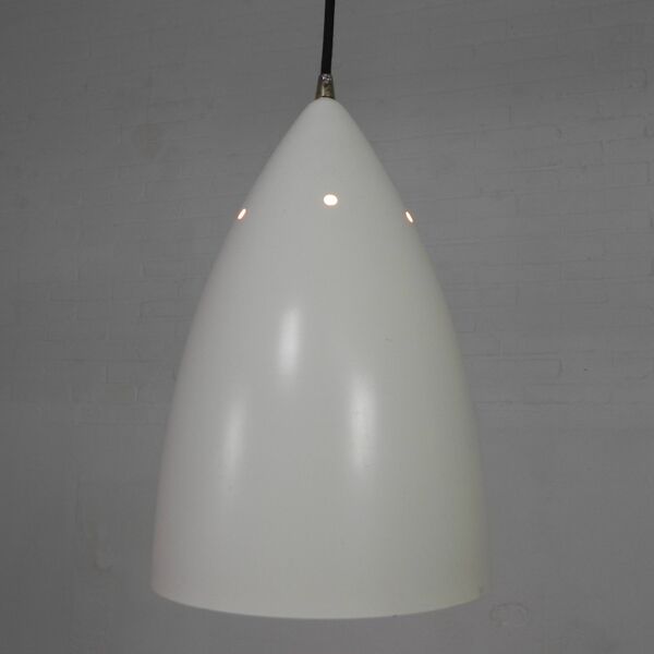 Vintage hanging lamp, aluminum shade, with new wire
