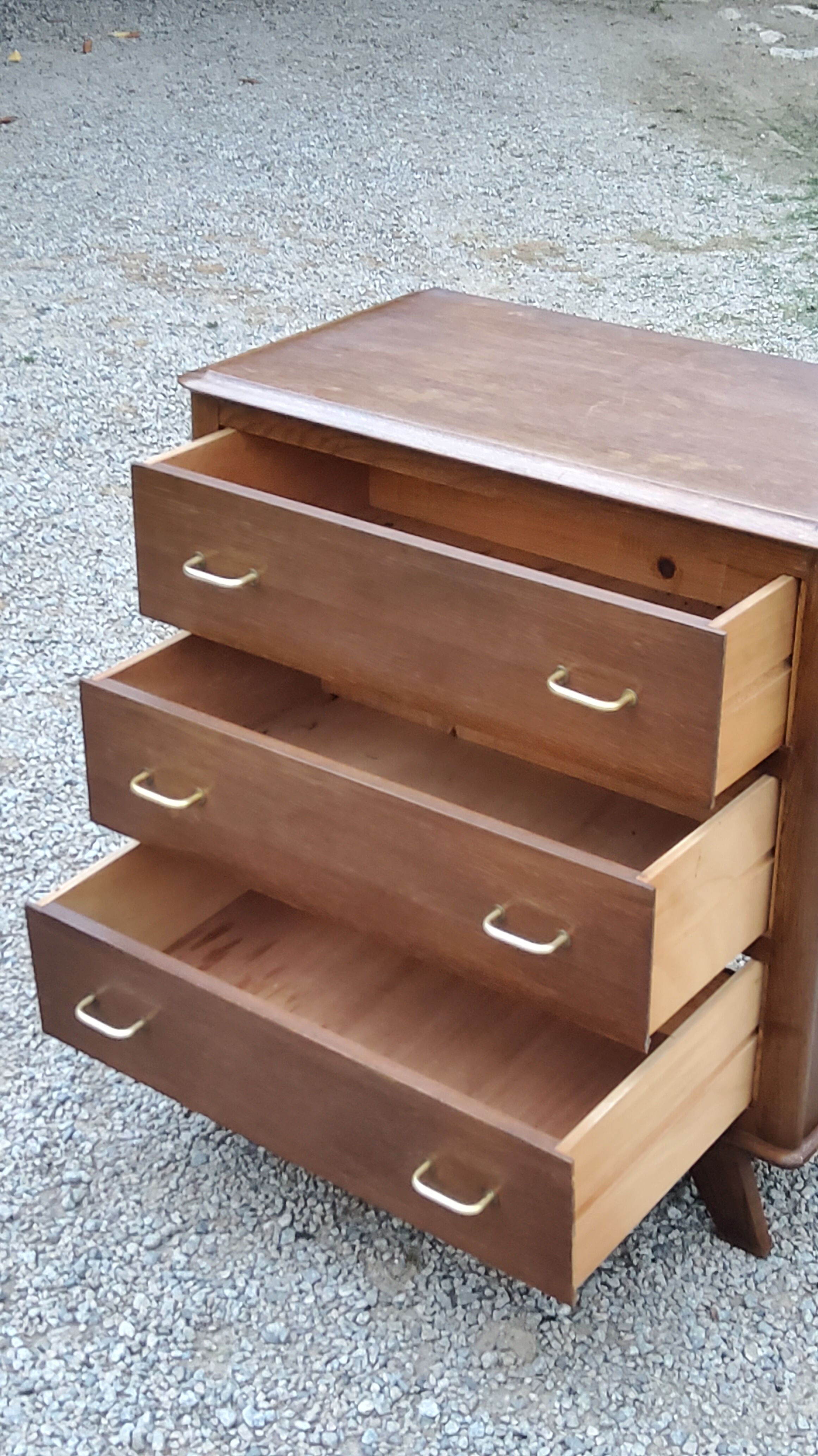 Vintage oak chest of drawers legs compass 3 drawers from the 50s