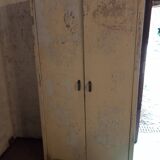 antique metal cabinet two doors