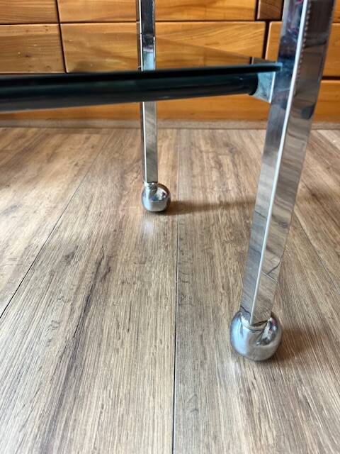 Chrome and glass serving trolley