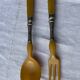 Old salad service in horn and silver metal