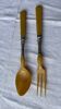 Old salad service in horn and silver metal