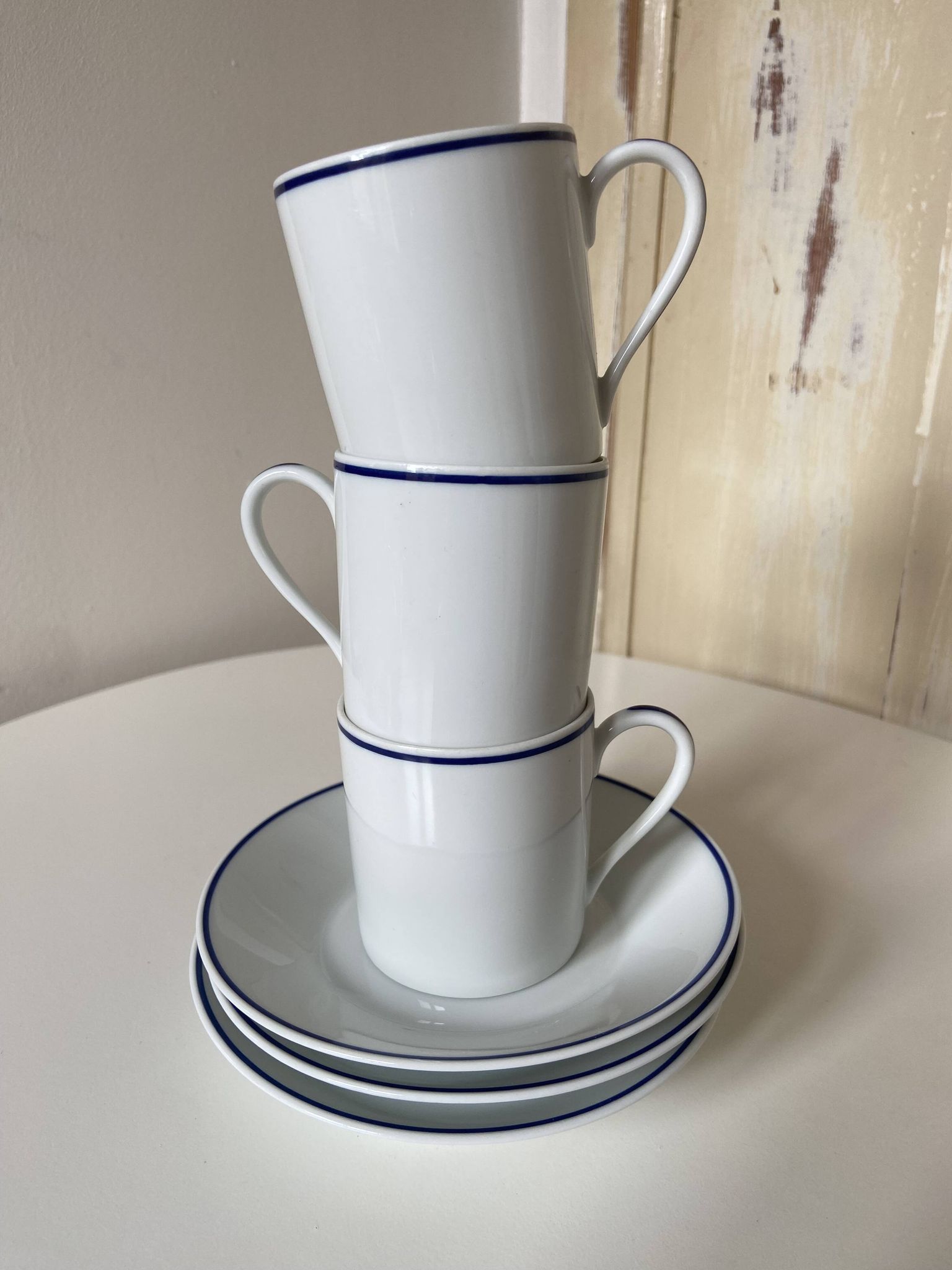 Set of 3 Jammet Seignolles coffee cups and bowls in Limoges model ROYAN