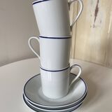 Set of 3 Jammet Seignolles coffee cups and bowls in Limoges model ROYAN