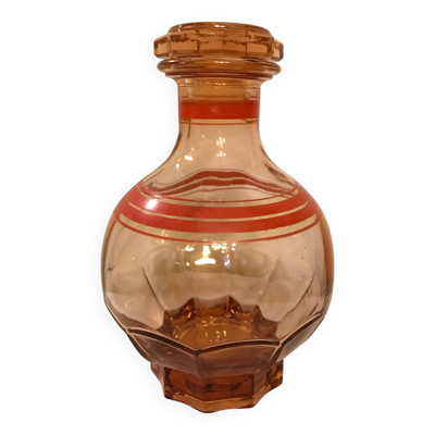 Art déco, carafe ronde verre fumé liseré rouge vers 1930